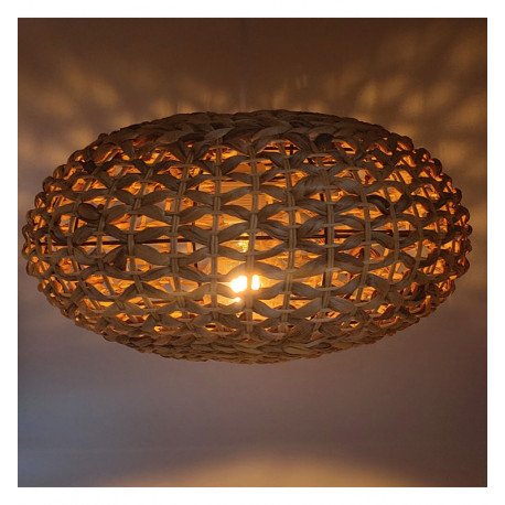 Lámpara colgante rattan para LED E27, decoración cálida