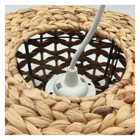 Lámpara colgante rattan para LED E27, decoración cálida