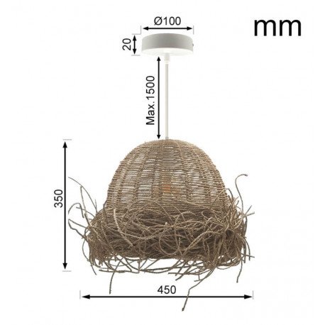 Hanglamp SEAGRASS voor ledlamp E27, natuurlijk ontwerp