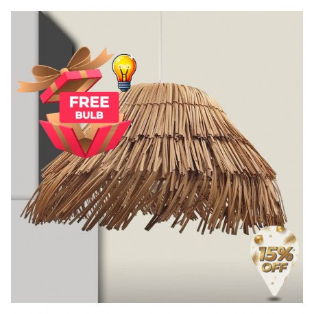 LED E27 Rattan Pendant Lamp, Natural Design