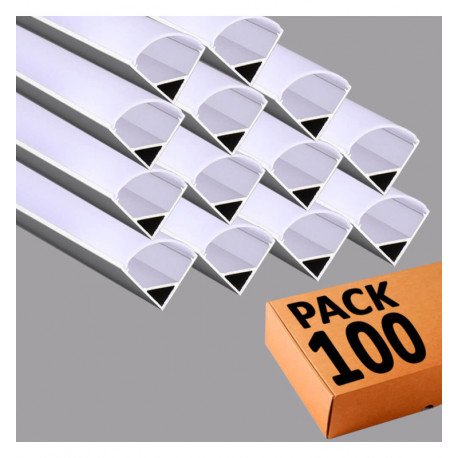 Perfil aluminio 2m angular 90º L para tiras LED