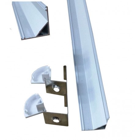 Perfil aluminio 2m angular 90º L para tiras LED
