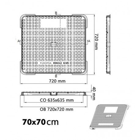 Tapa arqueta eléctrica B-125 EN-1214 fundición hierro 12,5t