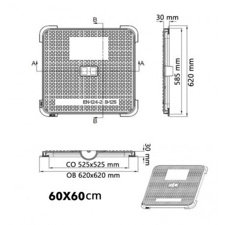 Tapa arqueta eléctrica B-125 EN-1214 fundición hierro 12,5t
