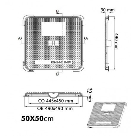 Tapa arqueta eléctrica B-125 EN-1214 fundición hierro 12,5t