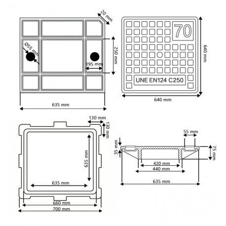 Deksel elektrische put fundering gietijzer C-250 25.000 kg
