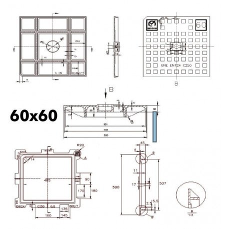 Deksel elektrische put fundering gietijzer C-250 25.000 kg