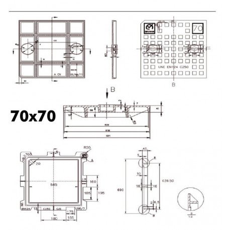Tapa arqueta eléctrica fundición hierro C-250 25.000 kg