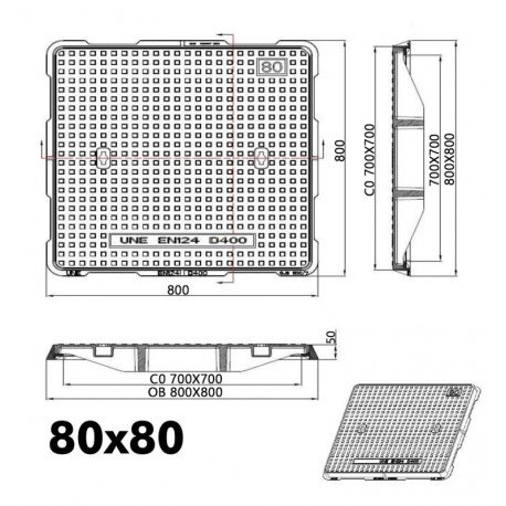 Elektrische putdeksel D-400 gietijzer antislip