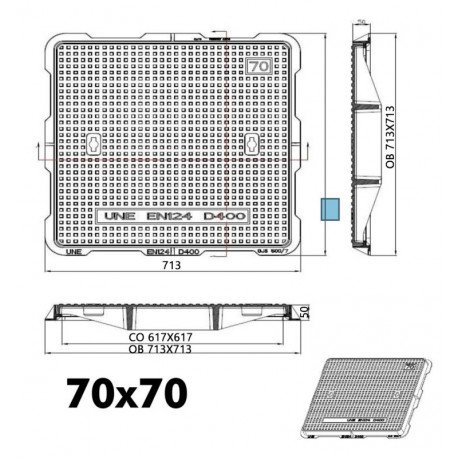 Elektrische putdeksel D-400 gietijzer antislip