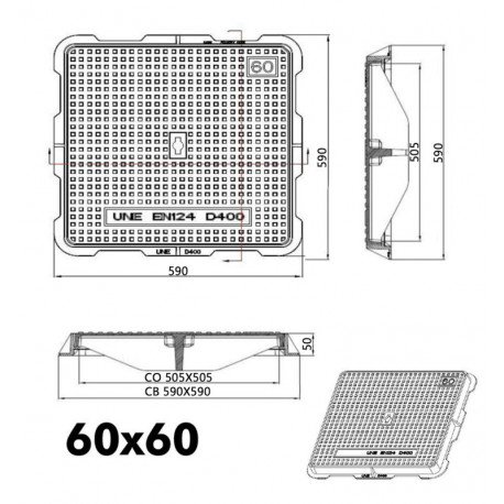 Elektrische putdeksel D-400 gietijzer antislip