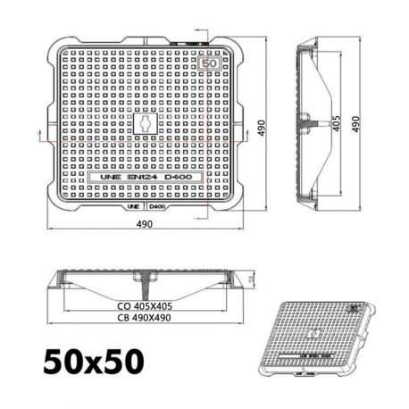 Elektrische putdeksel D-400 gietijzer antislip