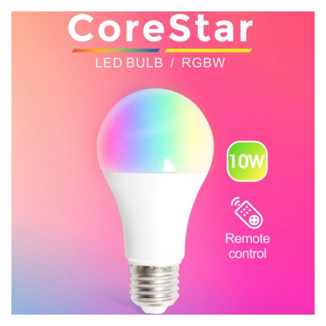 Ledlamp RGB 10W E27 met afstandsbediening en warm wit 3000K