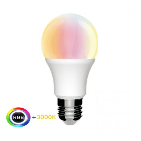 LED Bulb RGB 10W E27 with Remote, 3000K Warm Light
