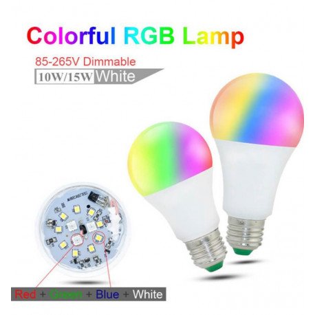 LED Bulb RGB 10W E27 with Remote, 3000K Warm Light