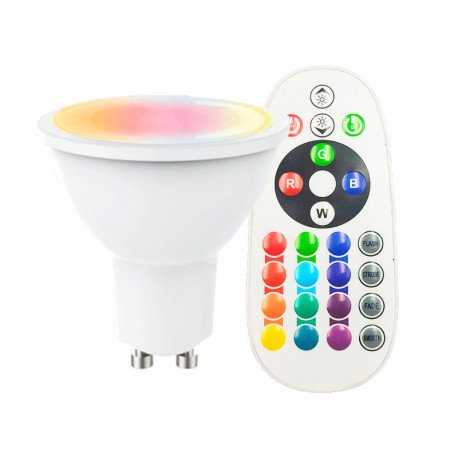 Ledlamp GU10 RGB + 3000K 8W met afstandsbediening
