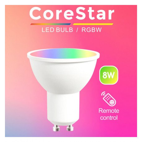 Ledlamp GU10 RGB + 3000K 8W met afstandsbediening