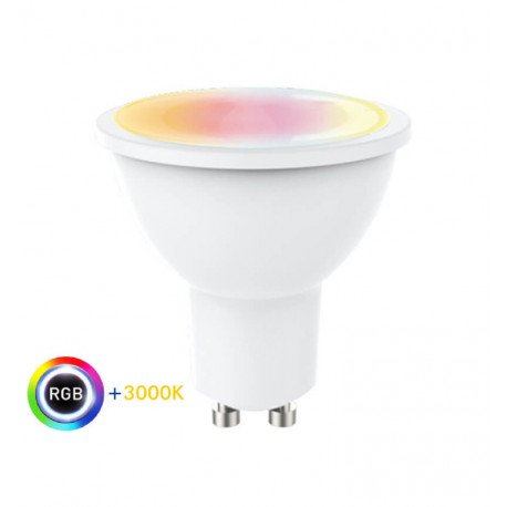 Bombilla LED GU10 RGB + 3000K 8W con mando a distancia
