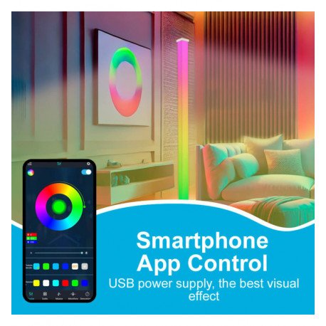 LED-vloerlamp 10W RGBW digital 150 cm met app en afstandsbediening