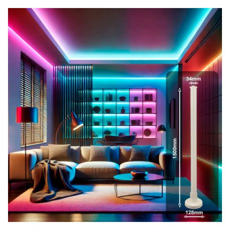 LED-vloerlamp 10W RGBW digital 150 cm met app en afstandsbediening