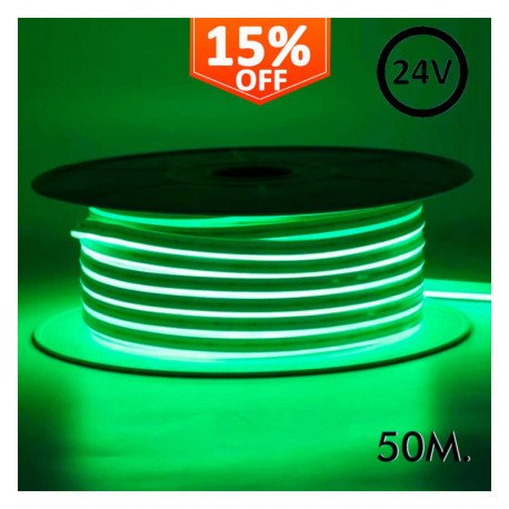 Neon LED flexibele strip 24V 13W/m groen voor decoratie