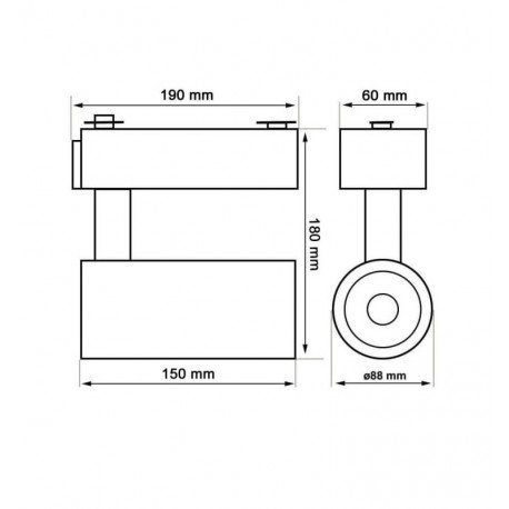 Led schijnwerper PARMA 30W voor 1-fase rail CCT CRI+92 48° zwart