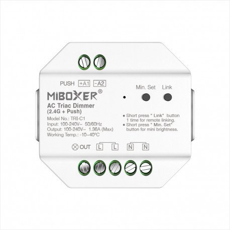 LED TRIAC 220V RF Push Dimmer Regulator with 2.4GHz Remote