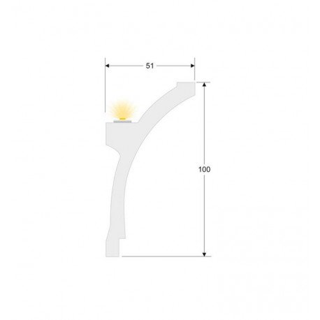 Elips LED-moldure van polystyreen (2 m) voor indirecte verlichting
