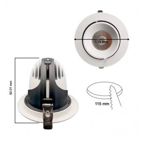 Inbouw led-downlight 25W kantelbaar CCT CRI+92