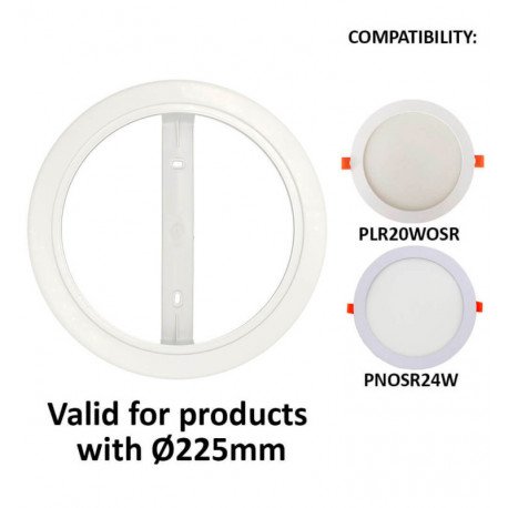 Adaptador aro placa slim a plafón de superficie Ø225mm